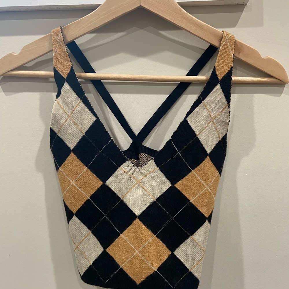 Plaid cross back tank top